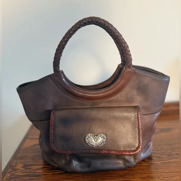 Vintage Fossil Western Brown Leather Braided Handle with Heart Logo Concho - Picture 5 of 12